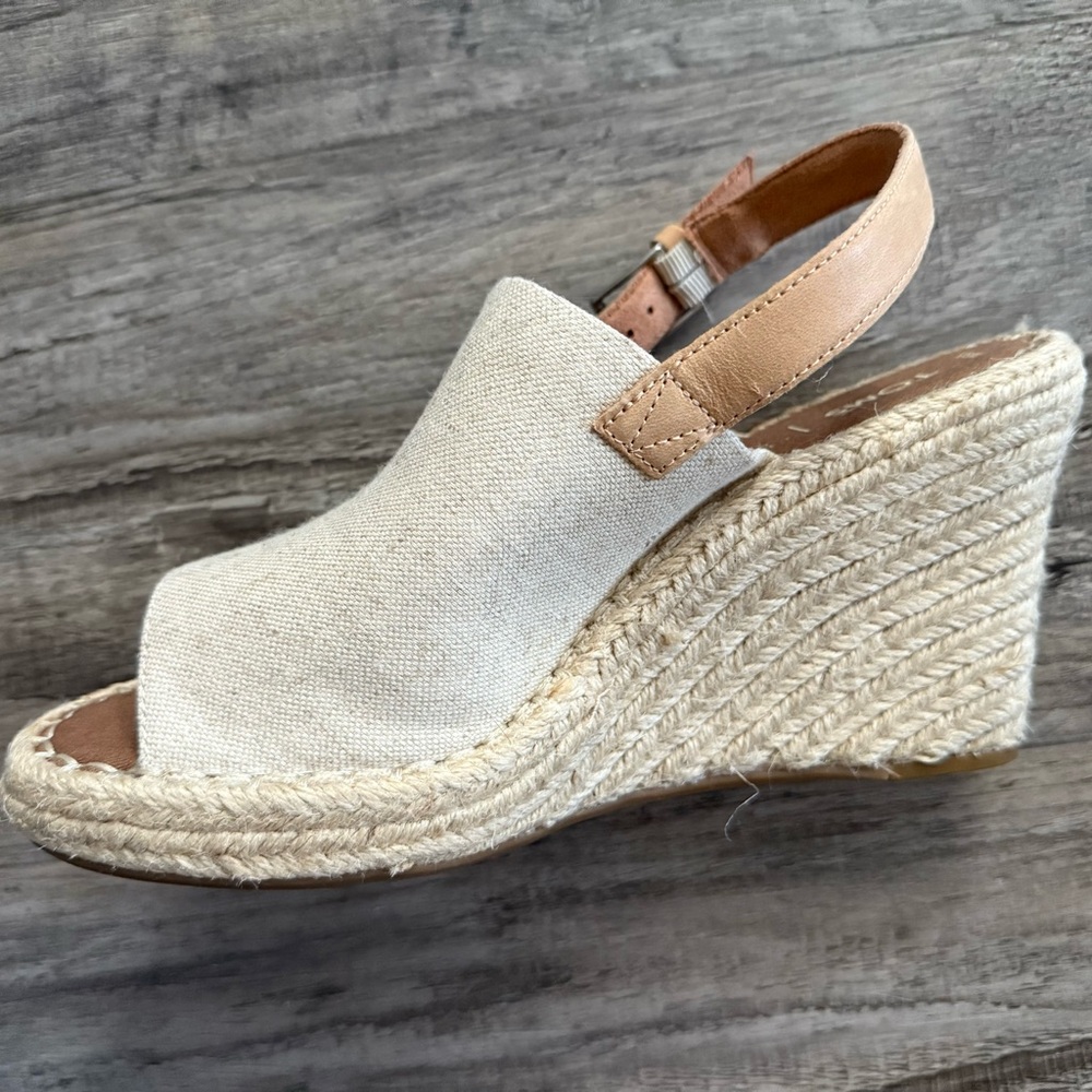 Toms Cream Tan Wedge Sandals with Slingback - Picture 7 of 9